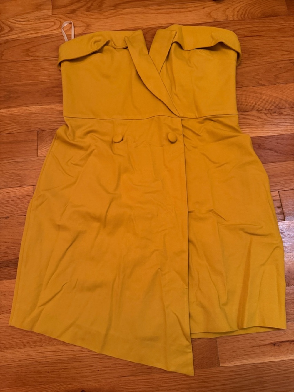 NBD Mustard Yellow Strapless Wrap Mini Dress